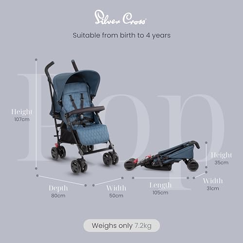 Silver Cross Pop Pushchair - Foldable Stroller - Adjustable Seat