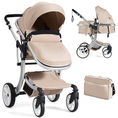 COSTWAY Foldable Infant Stroller with Rain Cover & Bag