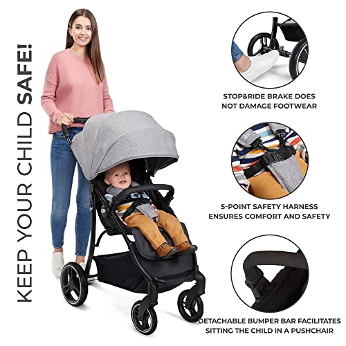 Kinderkraft TRIG2 Lightweight Stroller - Pink, Birth to 24kg