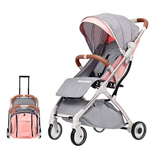 SONARIN Lightweight White Stroller, Stylish Compact Travel Buggy