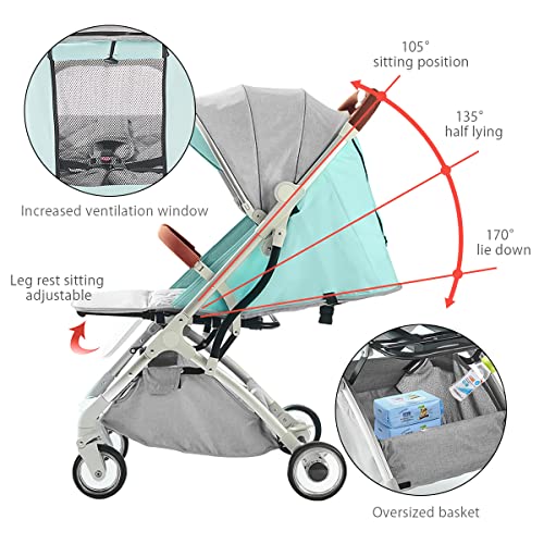 SONARIN Lightweight White Stroller, Stylish Compact Travel Buggy