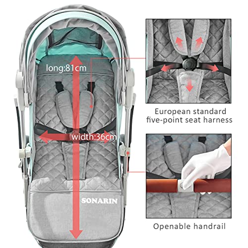 SONARIN Lightweight White Stroller, Stylish Compact Travel Buggy