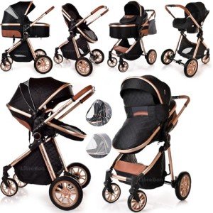 Lightweight 3-in-1 Stroller Pram System for Newborns-Toddlers