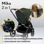 LIONELO Mika Pram with Baby Carrier, Buggy (GREEN)