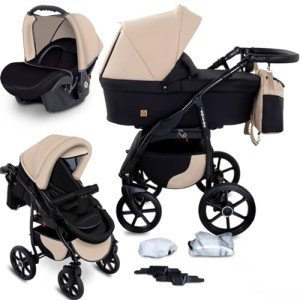 GaGaDumi Boston Pram 3 in 1 Set - Black/Beige