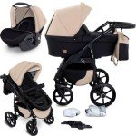 GaGaDumi Boston Pram 3 in 1 Set - Black/Beige