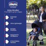 Chicco Echo Stroller Stone - 22kg capacity, Foldable & Lightweight