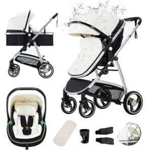 3 in 1 PU Leather City Stroller with Car Seat