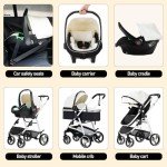 3 in 1 PU Leather City Stroller with Car Seat
