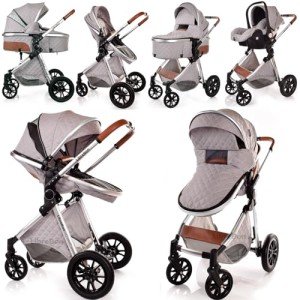 Lightweight 3-in-1 Travel System Pram for Newborns-Toddlers