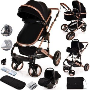 3-in-1 Lightweight Folding Pram Stroller & Travel System