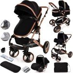 3-in-1 Lightweight Folding Pram Stroller & Travel System