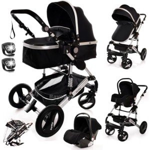 3-in-1 Lightweight Folding Stroller Travel System for Newborns
