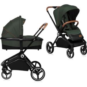 LIONELO Mika Pram with Baby Carrier, Buggy (GREEN)