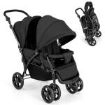 Foldable Twin Stroller with Canopy and Safety Features