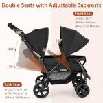 Foldable Twin Stroller with Canopy and Safety Features