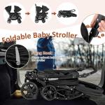 Foldable Twin Stroller with Canopy and Safety Features