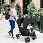 Foldable Twin Stroller with Canopy and Safety Features