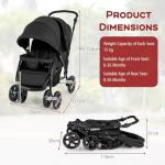 Foldable Twin Stroller with Canopy and Safety Features