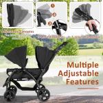 Foldable Twin Stroller with Canopy and Safety Features