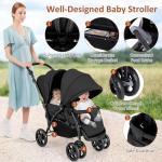 Foldable Twin Stroller with Canopy and Safety Features