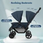 GYMAX Double Seat Adjustable Stroller with Canopy