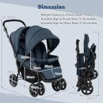 GYMAX Double Seat Adjustable Stroller with Canopy