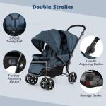 GYMAX Double Seat Adjustable Stroller with Canopy