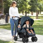GYMAX Double Seat Adjustable Stroller with Canopy