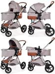 Lightweight 3-in-1 Travel System Pram for Newborns-Toddlers
