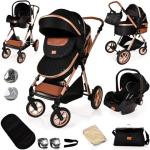 Black-Rose Gold 3-in-1 Lightweight Baby Travel System