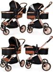 Black-Rose Gold 3-in-1 Lightweight Baby Travel System