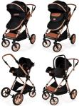 Black-Rose Gold 3-in-1 Lightweight Baby Travel System
