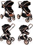 Black-Rose Gold 3-in-1 Lightweight Baby Travel System