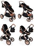 Black-Rose Gold 3-in-1 Lightweight Baby Travel System