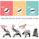 Maxmass Foldable Baby Stroller with Adjustable Canopy (Pink)