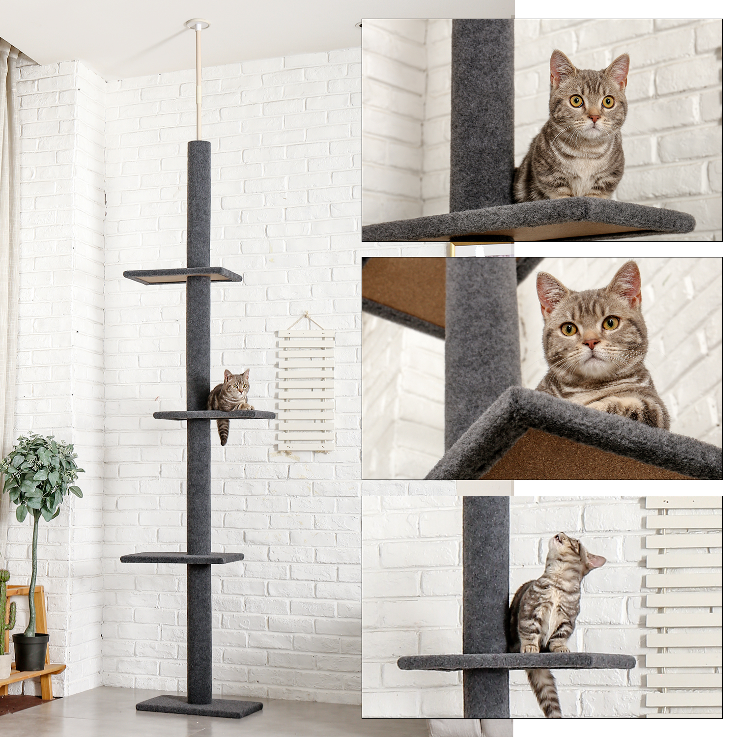5-Level Cat Climbing Tower with Hanging Ball