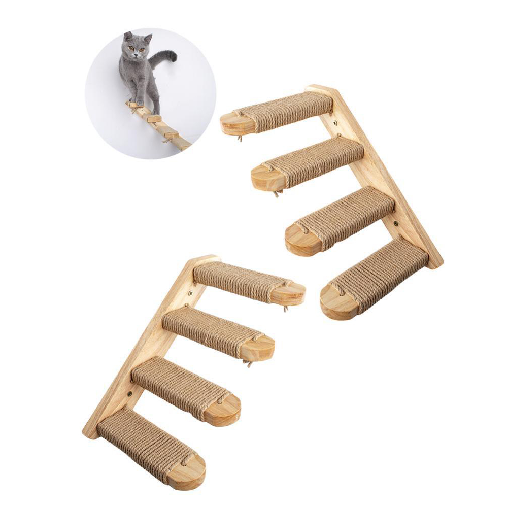 Wooden Wall-Mounted Cat Climbing Steps