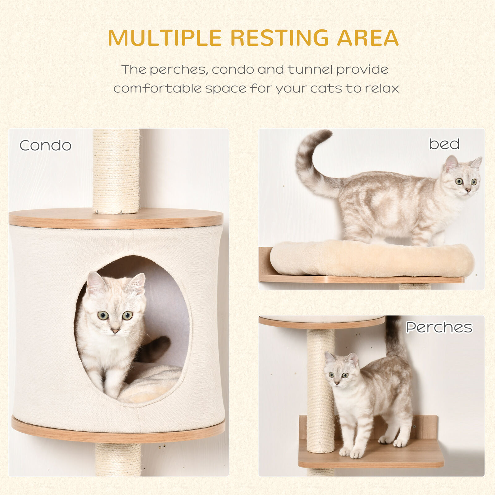 Wall-Mounted 4-Level Cat Play Center