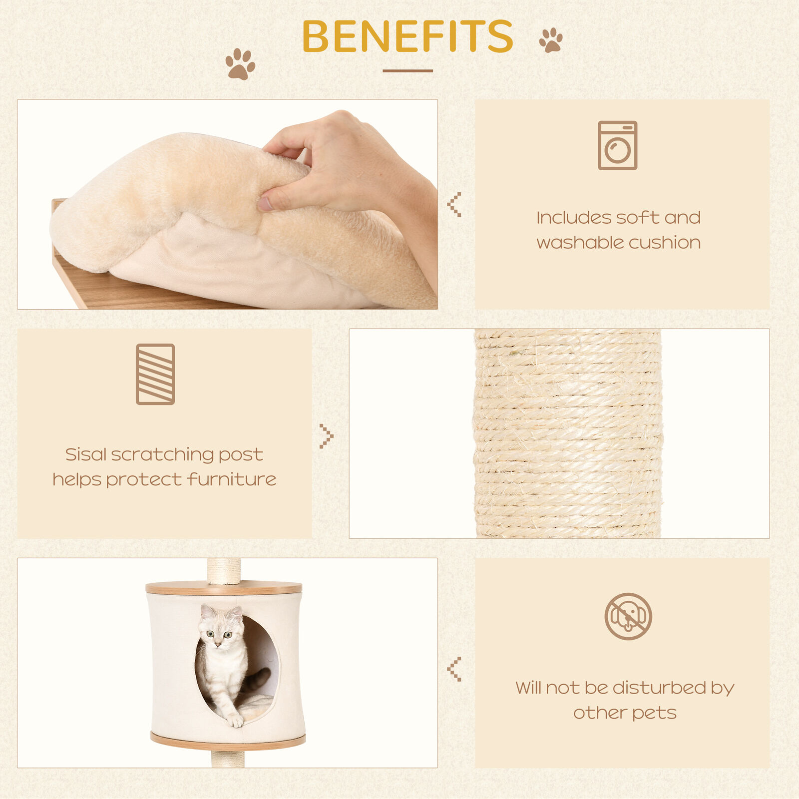 Wall-Mounted 4-Level Cat Play Center