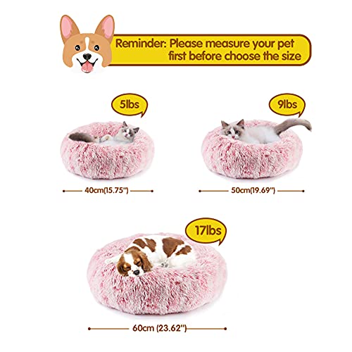 Fluffy Donut Cat Bed - Rose Pink