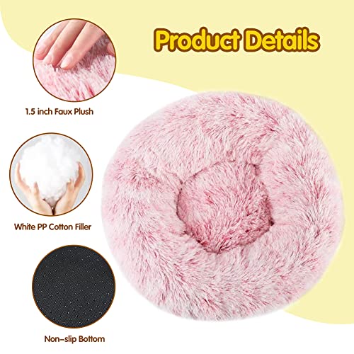Fluffy Donut Cat Bed - Rose Pink