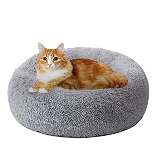 DanceWhale Grey Cat Calming Donut Bed