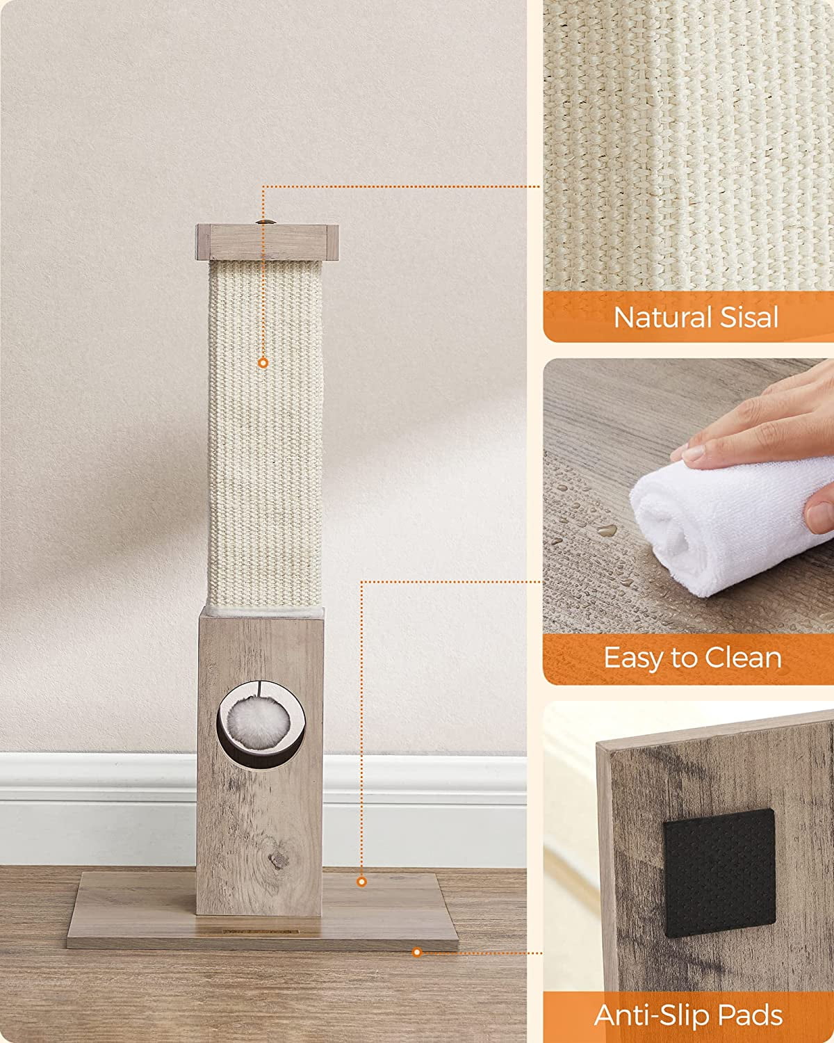 28.7" Greige Indoor Cat Scratching Post