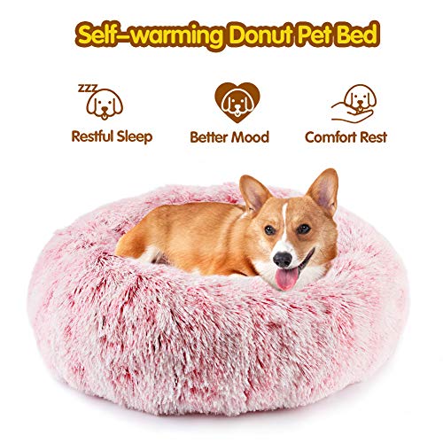 Fluffy Donut Cat Bed - Rose Pink