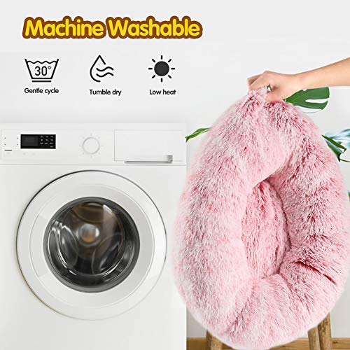 Fluffy Donut Cat Bed - Rose Pink