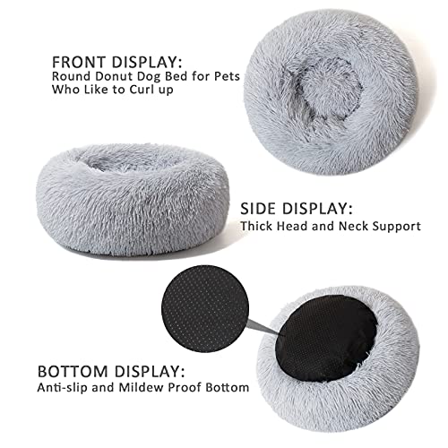 DanceWhale Grey Cat Calming Donut Bed