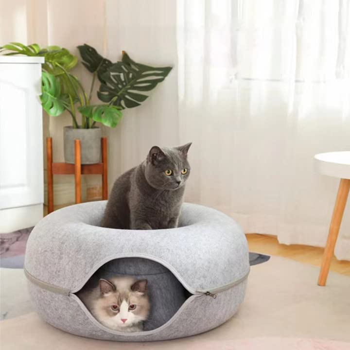 Large Indoor Cat Tunnel Bed with Toys