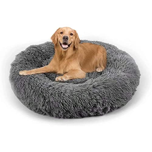 Faux Fur Cat Calming Bed – Plush Donut Cuddler