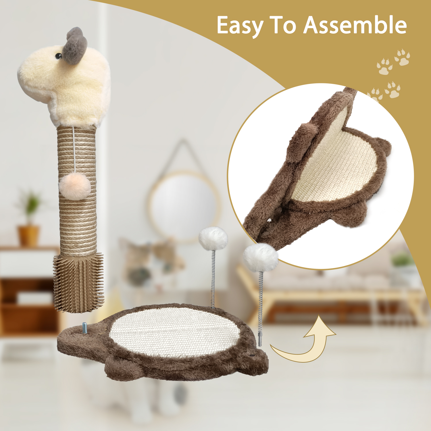 Cat Scratching Post with Mat and Groomer